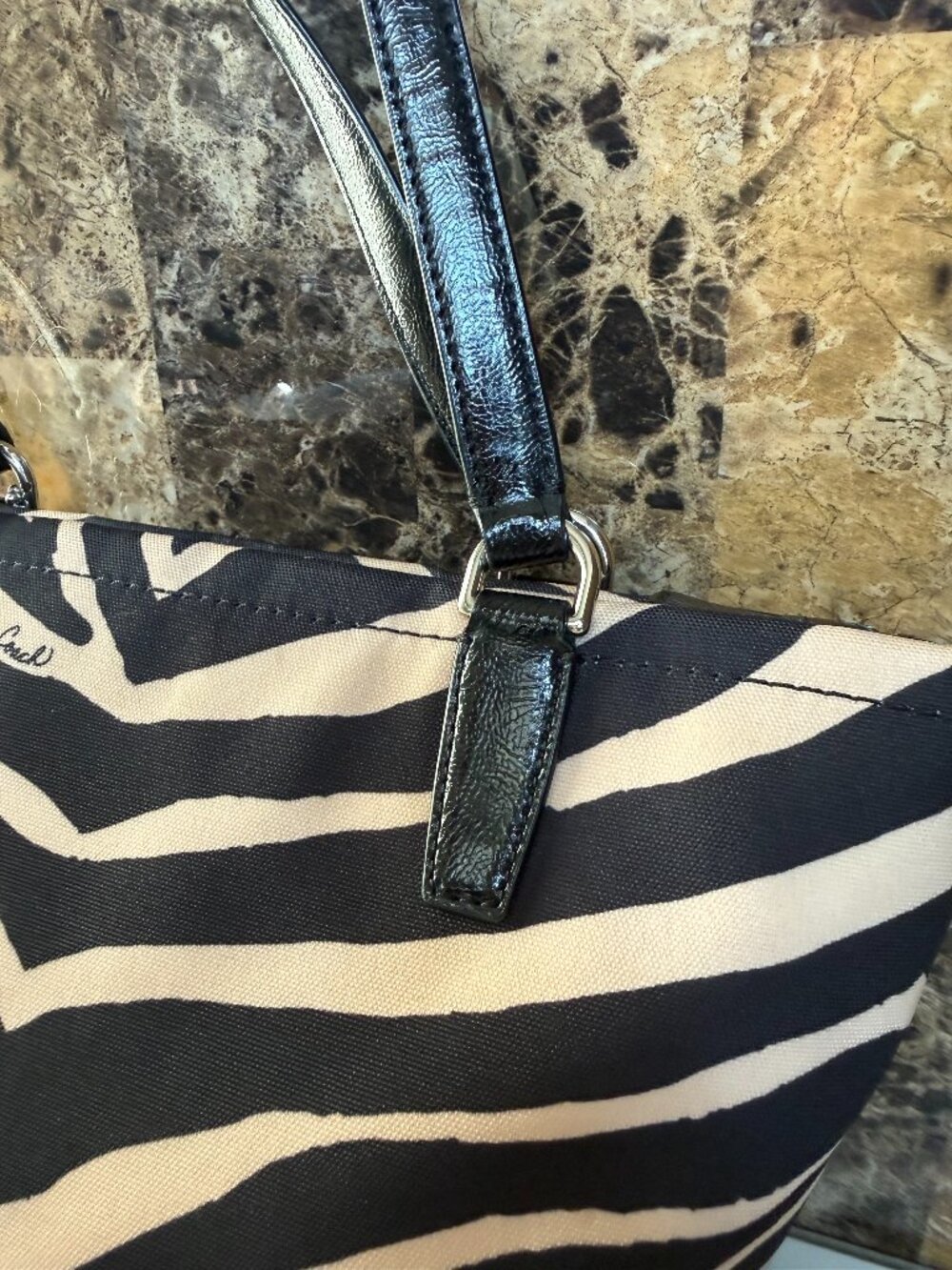 Coach Signature Zebra Shoulder Tote Bag - Picture 4 of 9